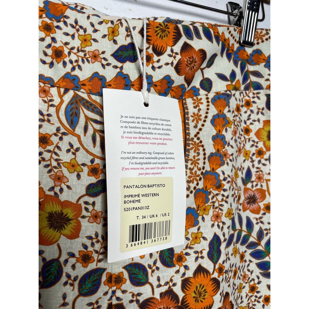 NEW Sezane Pantalon Baptisto Western Boheme Size 34 US 2 Pants High Rise - Picture 2 of 8
